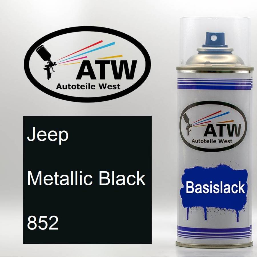 Jeep, Metallic Black, 852: 400ml Sprühdose, von ATW Autoteile West.